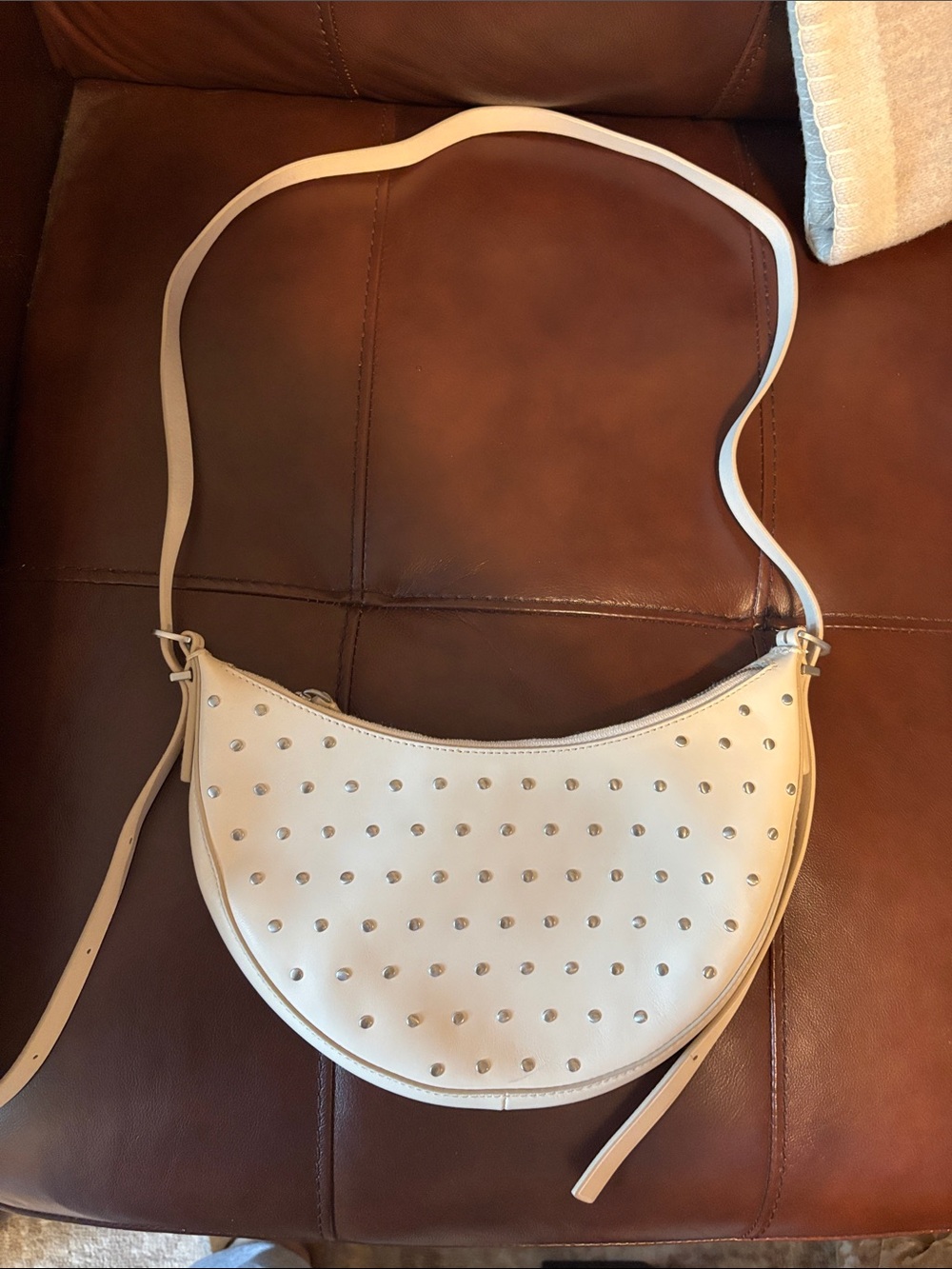 MADEWELL Women's Cream Studded Crescent Shoulder Bag